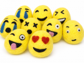 Wool Felt Emoticon Easter Egg - Felt and Yarn