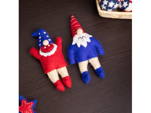 4th of July Handmade Stitched Wool Felt Gnomes