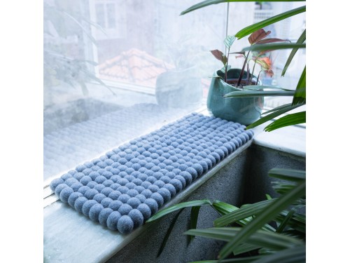 Handmade Dark Grey Wool Felt Ball Cat Mat