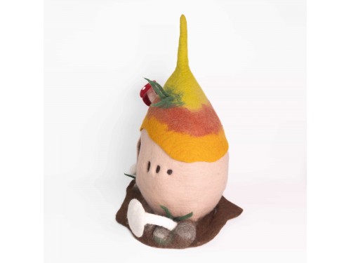 Mushroom Wool Felt Cat Cave with Rattle Mushrooms