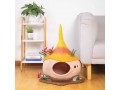 Mushroom Wool Felt Cat Cave with Forest Floor Base