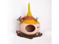 Mushroom Wool Felt Cat Cave with Forest Floor Base - Felt and Yarn