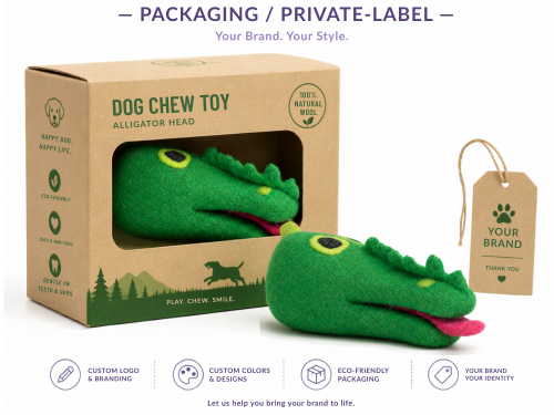 Wholesale Wool Felt Alligator Head Dog Chew Toy