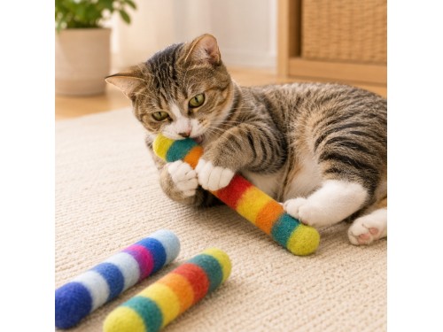Wholesale Striped Wool Felt Cat Kicker Toy