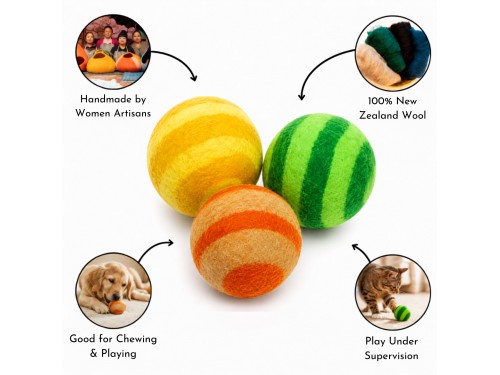 Wholesale Striped Wool Felt Dog Balls Pack