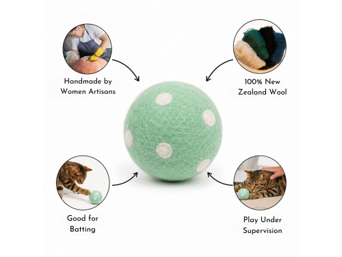 Wholesale Wool Felt Cat Dot Ball Fetch Toy