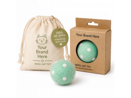 Wholesale Wool Felt Cat Dot Ball Fetch Toy