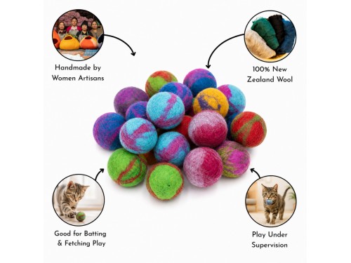 Wholesale Wool Felt Tie-Dye Cat Ball