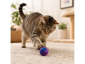 Cat Playing with Wholesale Wool Felt Tie-Dye Cat Ball