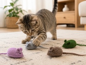 Cat Batting Wholesale Stitched Wool Felt Mice Cat Toy