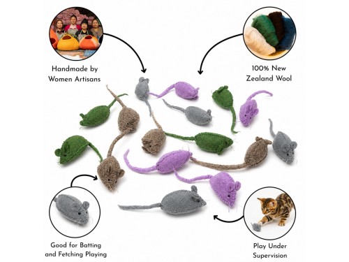 Wholesale Stitched Wool Felt Mice Cat Toy