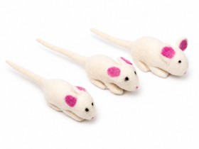 Wool Felt White Mouse - Felt and Yarn