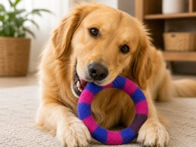 Dog Chewing Wholesale Striped Wool Felt Dog Chew Ring Pack