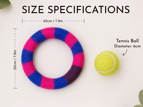 Wholesale Striped Wool Felt Dog Chew Ring Pack