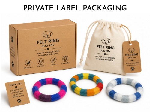 Wholesale Striped Wool Felt Dog Chew Ring Pack