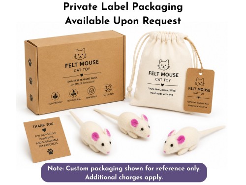 Wholesale Wool Felt White Mouse Cat Toy