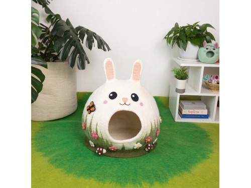 Handmade Wool Felt Bunny Cat Cave
