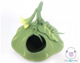 Felted Green Pumpkin Cat House