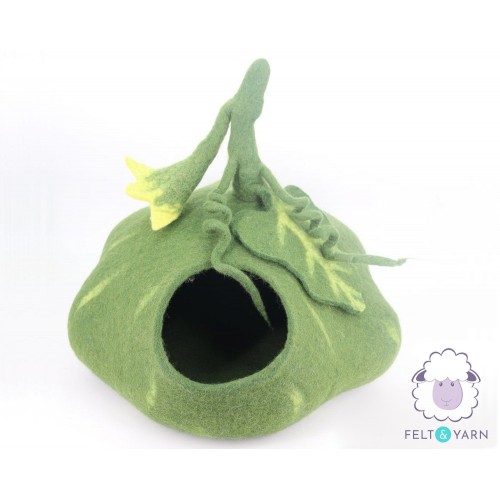 Felted Green Pumpkin Cat House