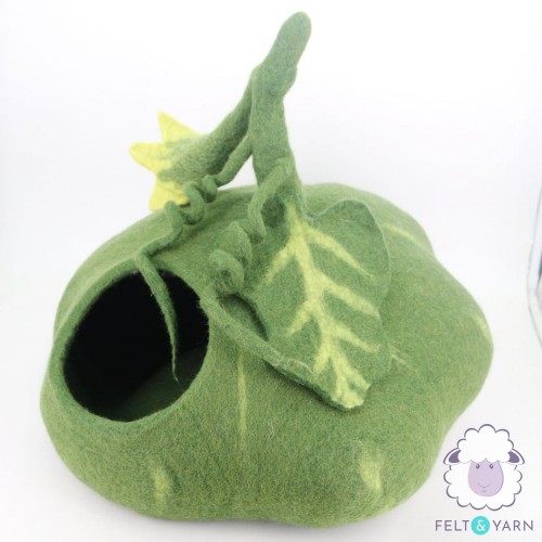 Felted Green Pumpkin Cat House