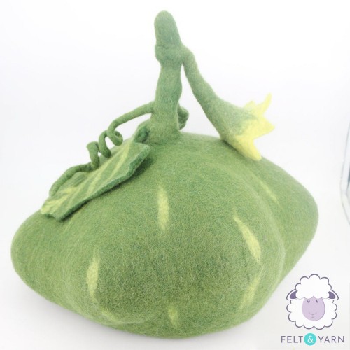 Felted Green Pumpkin Cat House