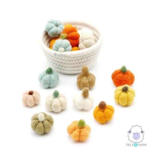 Assorted Size and Color Halloween Felt Pumpkins