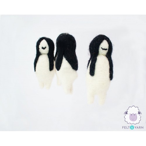 9cm Black Hair Creepy Felt Ghost Ornament