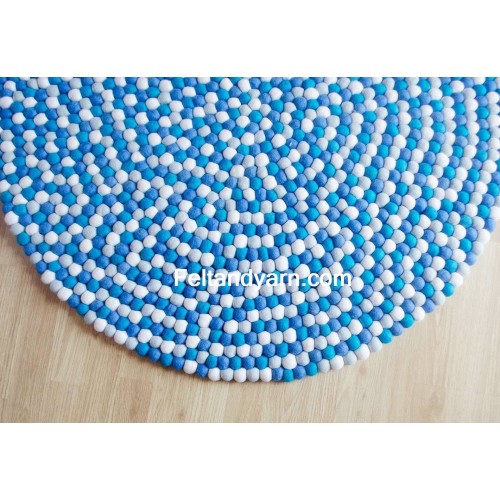 Deep-sea Blue White Felt Ball Rug