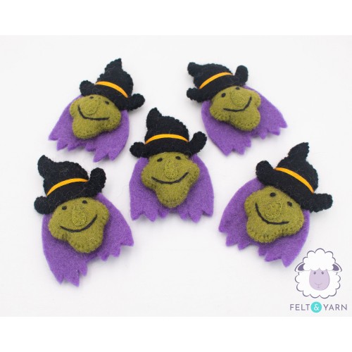 12cm Magical Stitched Felt Witch Head