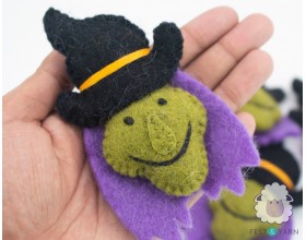 12cm Magical Stitched Felt Witch Head - Felt and Yarn