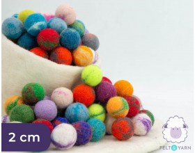 2cm Tie Dye Felt Balls