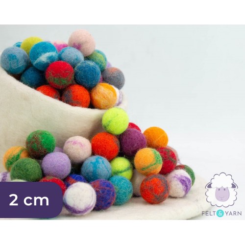 2cm Tie Dye Felt Balls