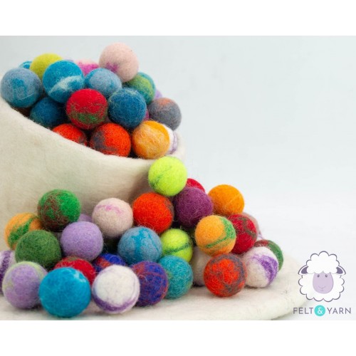 2cm Tie Dye Felt Balls