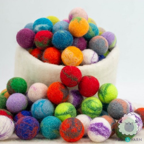 2cm Tie Dye Felt Balls