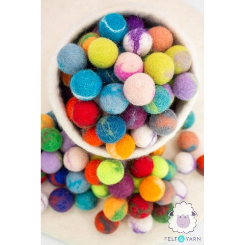 2cm Tie Dye Felt Balls