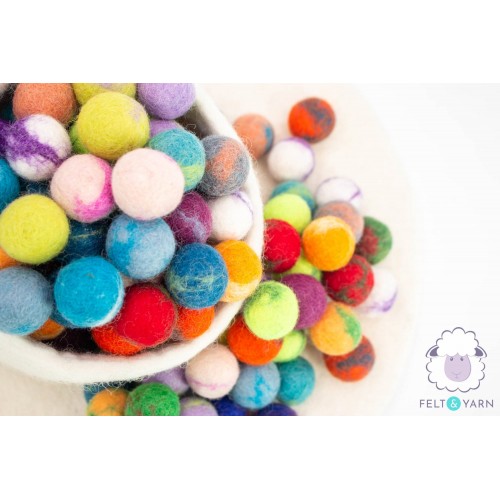2cm Tie Dye Felt Balls