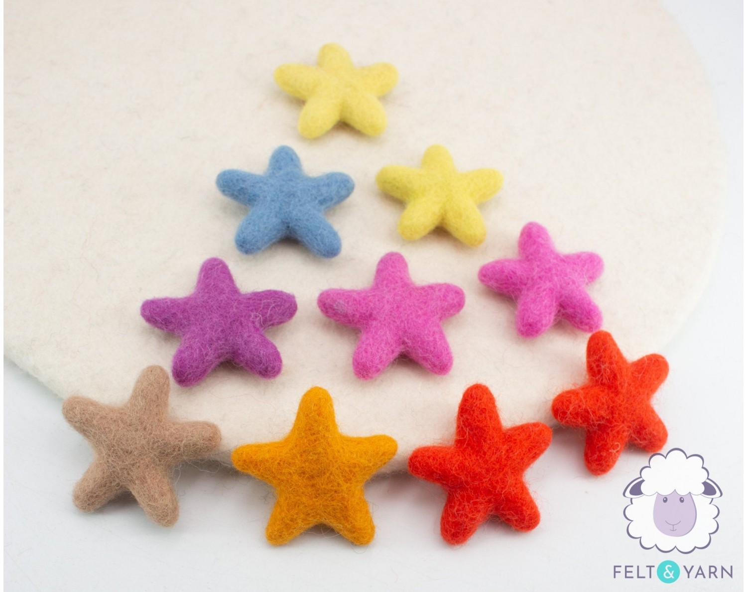 4-5cm Colorful Felted Stars for Xmas & Valentine - Felt & Yarn