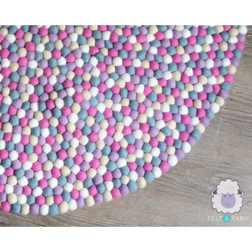 Pinkish Multicolor Felt Ball Rug