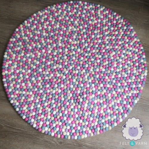 Pinkish Multicolor Felt Ball Rug