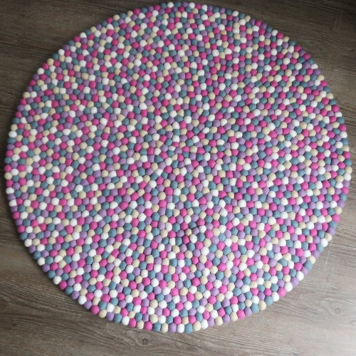 Pinkish Multicolor Felt Ball Rug