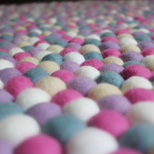 Pinkish Multicolor Felt Ball Rug