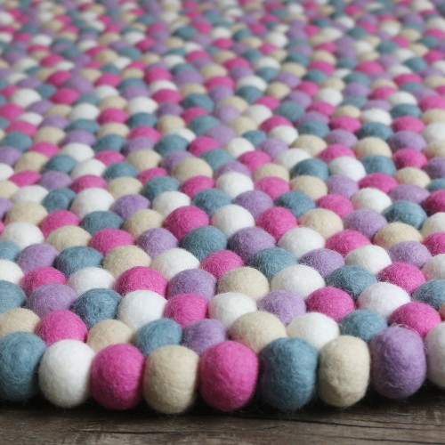 Pinkish Multicolor Felt Ball Rug