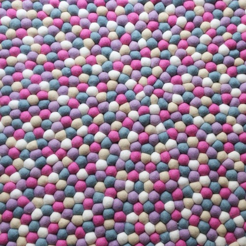 Pinkish Multicolor Felt Ball Rug