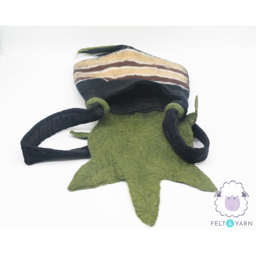 Wool Felt Shoulder Bag with Leaf Cover