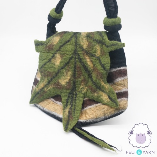 Wool Felt Shoulder Bag with Leaf Cover