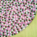 Pink Green Multicolor Felt Ball Rug