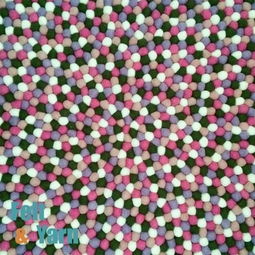 Pink Green Multicolor Felt Ball Rug
