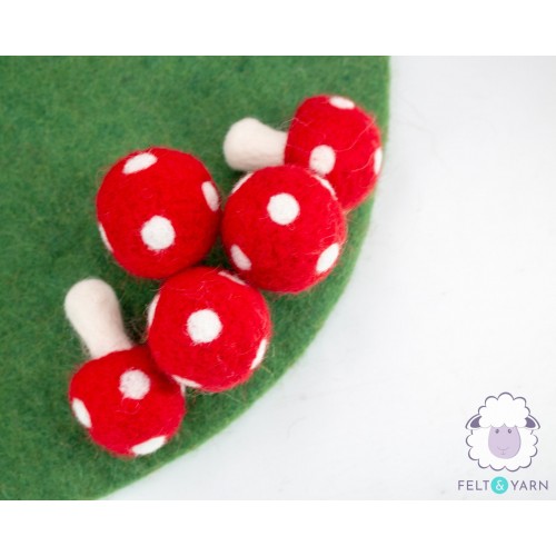 6cm Colorful Felt Mushrooms