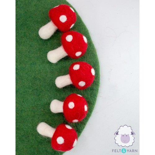 5cm Colorful Felt Mushrooms