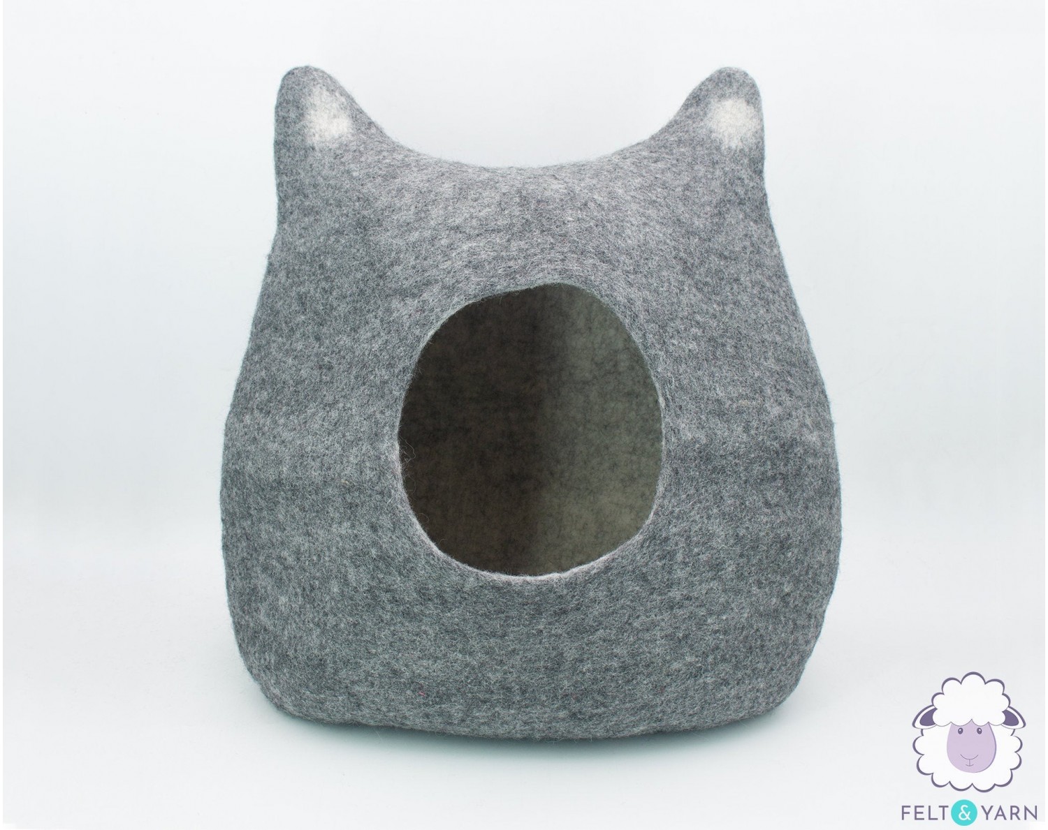 for Indoor Cozy Hideaway Handmade Premium Shaped Felt Makes Great Covered Cat House and Bed for Kitty Purple Rain Tip 100% Natural Wool Large Cat Cave Large Pod Soft Hooded Bed Area.